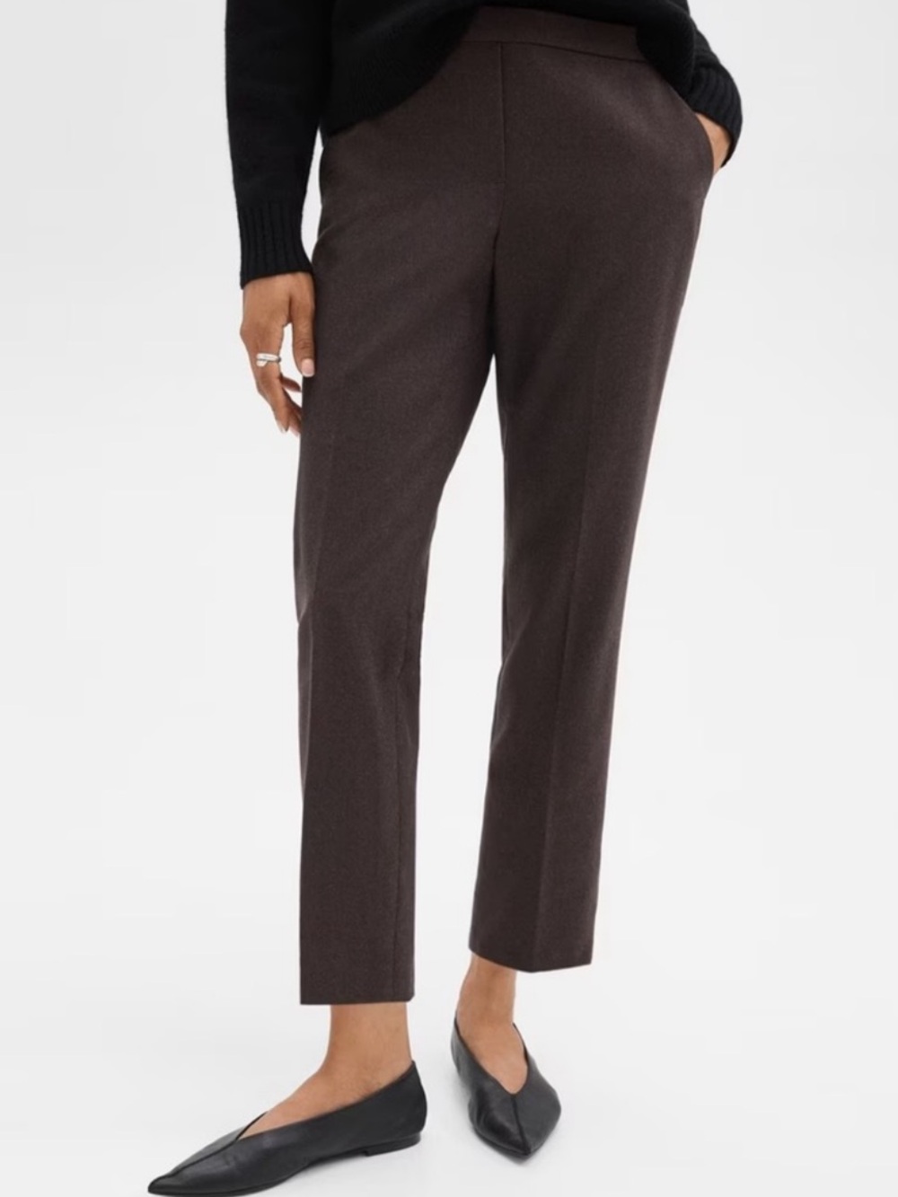 Theory Wool Flannel Pull on Ankle Pants